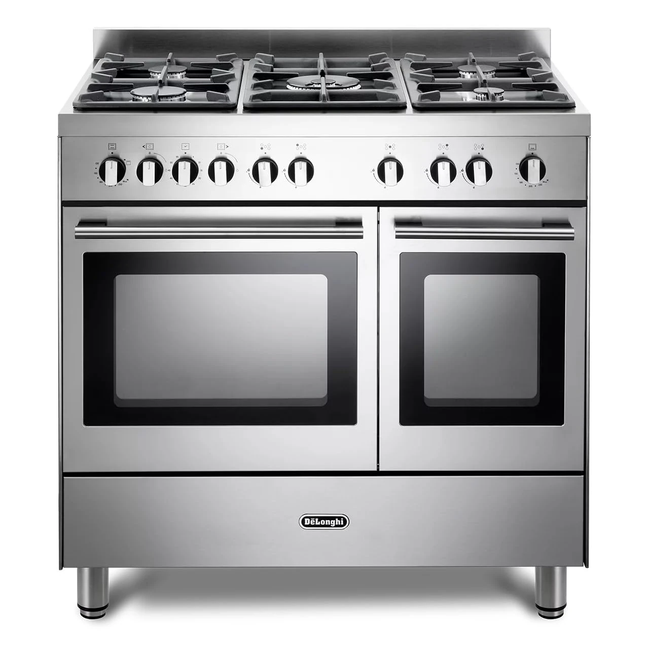 Modern 90cm Gas Range Cooker DTR 906-G, Stainless Steel, A Energy Rated, 5 Burner Hob with Wok Burner, Large Capacity Oven, Professional Style Freestanding Cooker