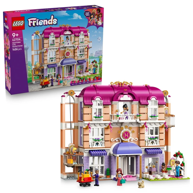 LEGO Friends Heartlake City Grand Hotel Toy - Miniature Model w/ 6 Mini Dolls, 2 Animal Figures & Accessories - Birthday Gift for 9+ Year Old Girls - 42704