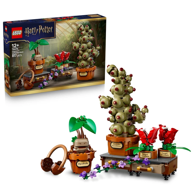 LEGO Harry Potter Hogwarts Herbology Plants - Interactive Toy incl. Artificial Potted Plants w/Flowers - Kids' Room Decor - Gift for 12+ Year Old Girls, Boys & Teenage Fans - 76474