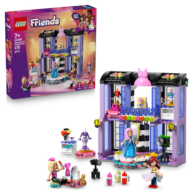 LEGO Friends Heartlake City Fashion Show - Dress-Up Toy w/ 3 Mini Dolls, a Catwalk, Customisable Outfits incl. Skirt, Coat, Hats & Accessories - Creative Gift for 7+ Year Old Girls - 42685