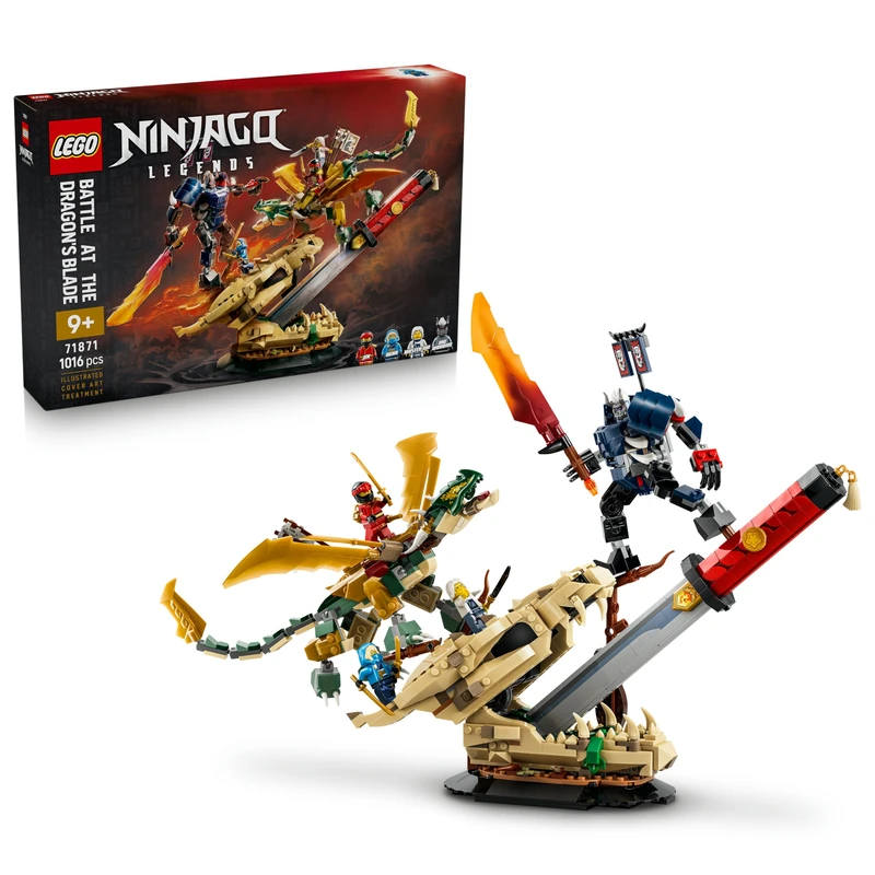 LEGO NINJAGO Battle at the Dragon's Blade - Ninja Toy incl. Dragon, Mech Action Figure & 4 Minifigures w/Katanas - Kids' Room Decor - Gift for 9+ Year Old Boys & Fans - 71871