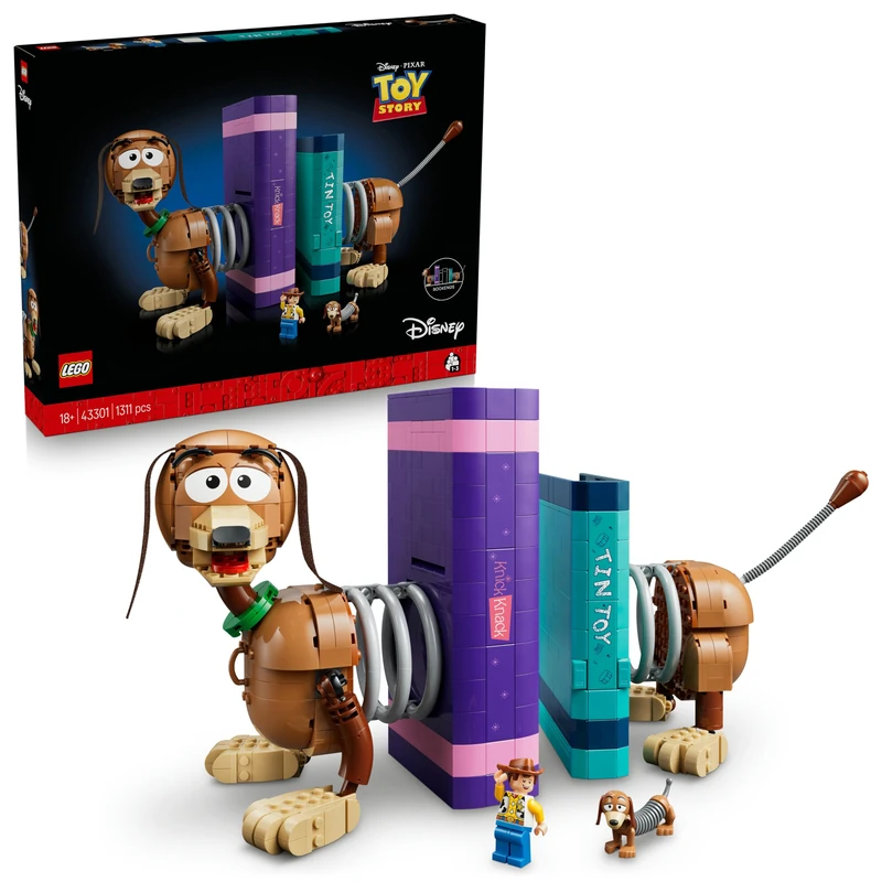 LEGO|Disney Pixar Toy Story Slinky Dog Bookends - Book Shelf Decor Building Set for Adults - incl. Woody Minifigure & Dachshund Figure - Nostalgic Gift for Fans - 43301