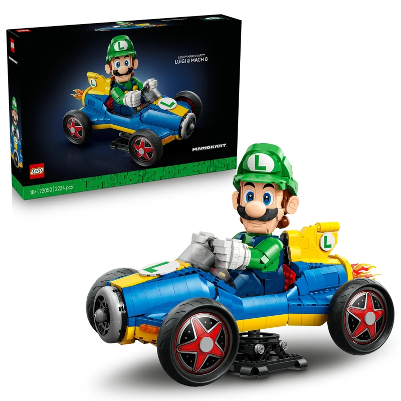 LEGO Mario Kart – Luigi & Mach 8 - Nintendo Character Display Figure & Car Model Kit for Adults - Collectible Gaming Merch - Gift Idea for Fans - 72050
