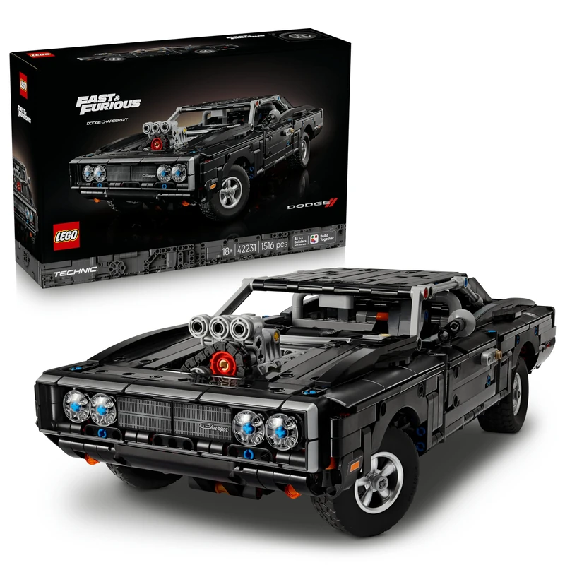 LEGO Technic Fast and Furious Dodge Charger R/T Car Model Kit for Adults - Collectible STEM Set w/ V8 Engine & Suspension - Nostalgic Gift for Movie Fans - 42231