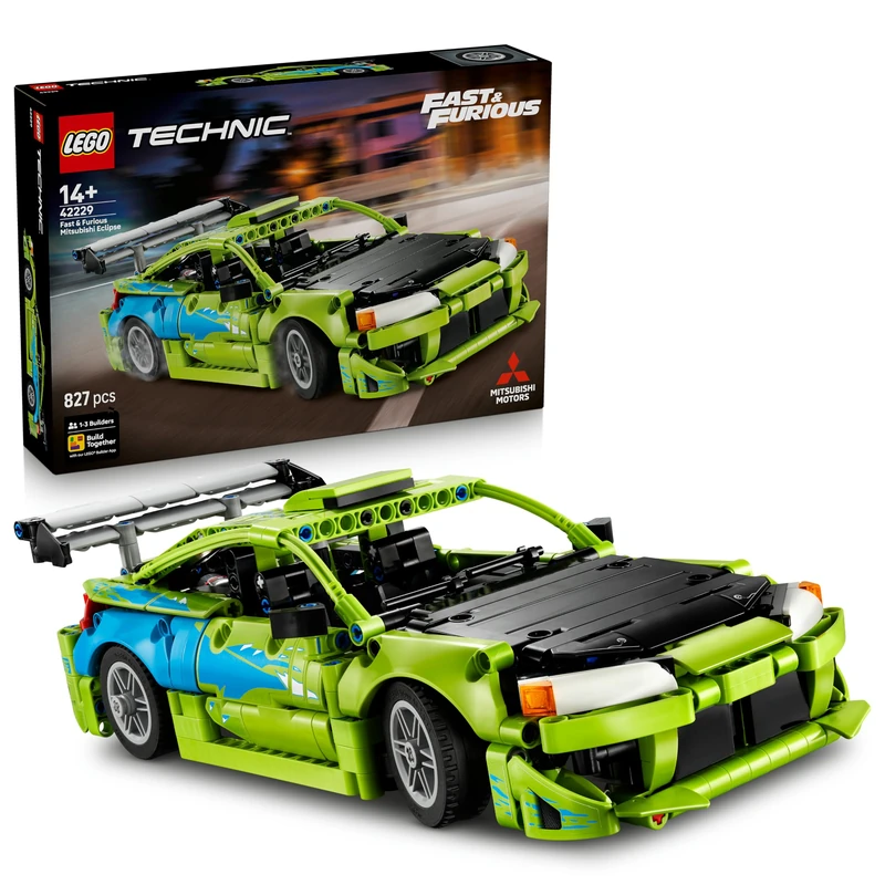 LEGO Technic Fast and Furious Mitsubishi Eclipse Car Model Kit - Collectible STEM Set incl. Steering & 2 NOS Bottles - Gift for 14+ Year Old Teenage Boys & Adult Movie Fans - 42229