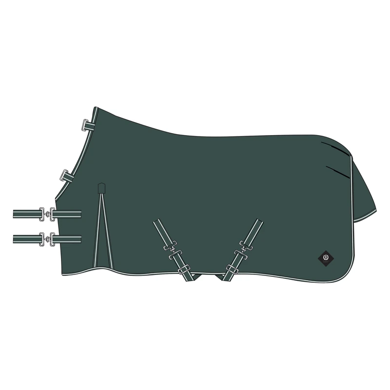 Imperial Riding IRHBasic Outdoor Blanket, 300 g, without Neck Piece, Warm Outdoor Blanket, Weatherproof Material, Kick Pleat, 600D Polyester, Cross Surcingles, Tail & Leg Cords, Green, 145