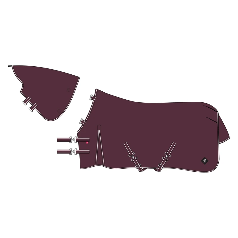 Imperial Riding IRHBasic Outdoor Blanket 200 g, Removable Neck Piece, Medium Weight Outdoor Blanket, Weatherproof Material, Kick Pleat, 600D Polyester, Cross Surcingles, Tail & Leg Cords, Wine Red