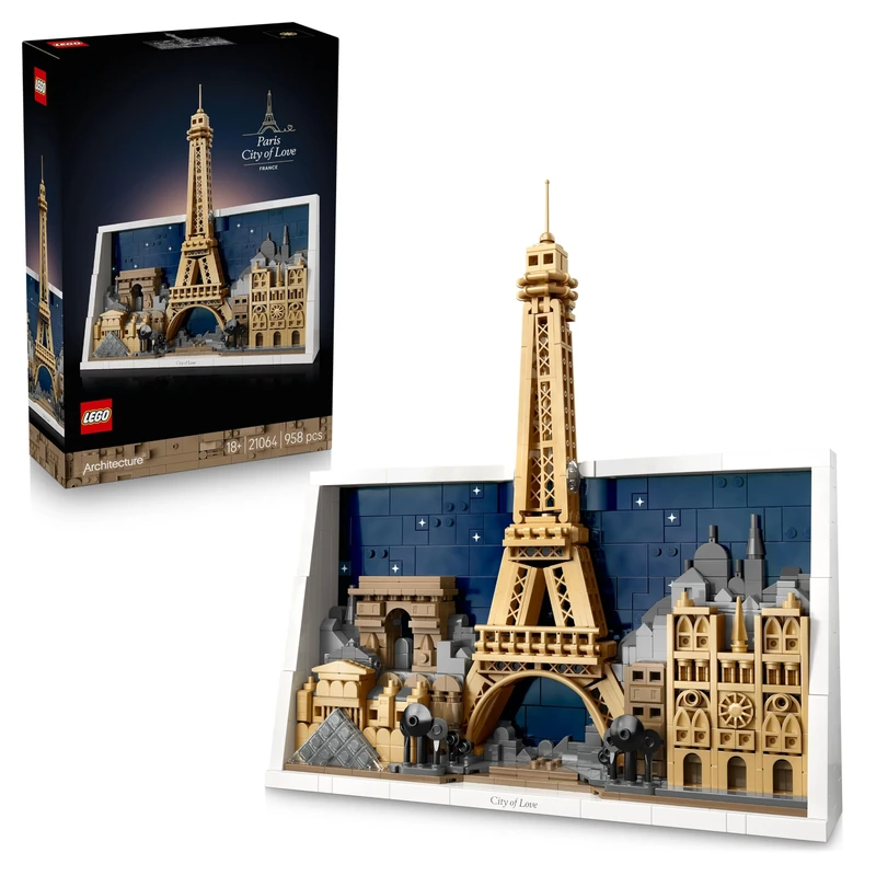 LEGO Architecture Paris – City of Love - DIY Miniature Model Kit for Adults - Home Decor 3D Wall Art w/Iconic Parisian Landmarks Incl. Eiffel Tower - Gift Idea - 21064