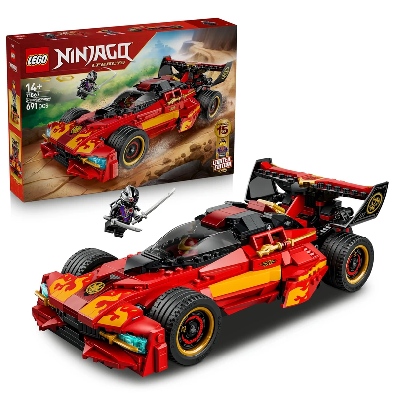 LEGO NINJAGO X-1 Ninja Charger 15th Anniversary - Race Car Model Kit w/Motorbike Toy & 3 Minifigures incl. Kai - Nostalgic Gift for 14+ Year Old Boys & Adult Fans - 71867