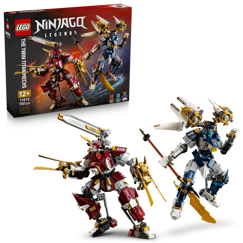 LEGO NINJAGO The Twin Titan Mechs - Ninja Toy w/ 2 Action Figures & 3 Minifigures incl. Kai & Nya - Kids' Room Decor - Birthday Gift for 12+ Year Old Boys & Teenage Fans - 71870