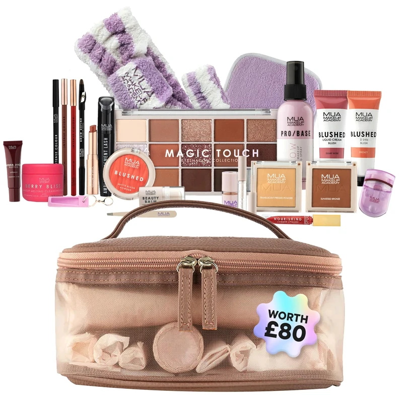 MUA Makeup Academy 25-Piece 2025 Make Up and Accessory Gift Set, Includes Reusable Makeup Bag - Vegan & Cruelty Free