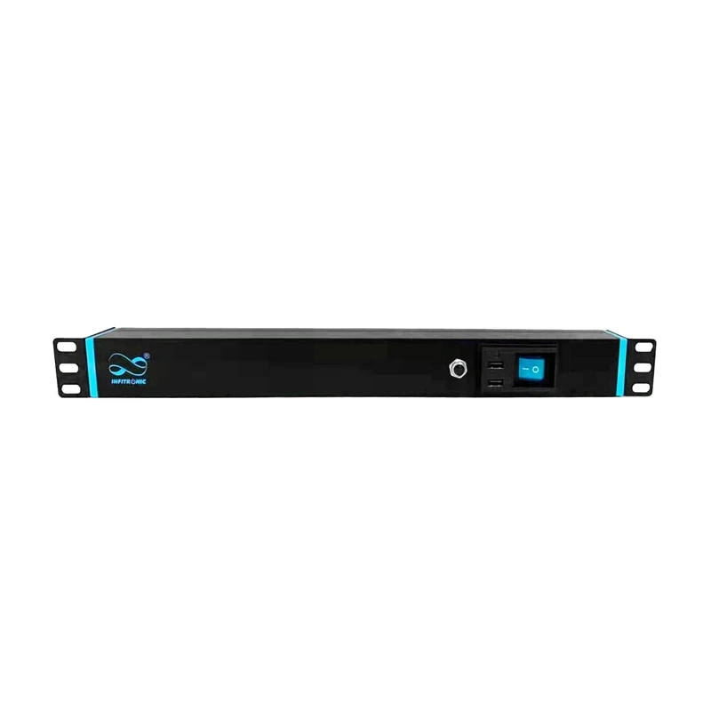 Infitronic - INSV1010 – 19 Inch PDU 8-Way 1 U Power Strip Power Twist with Surge Protection + 2 x USB Charging - Image 1