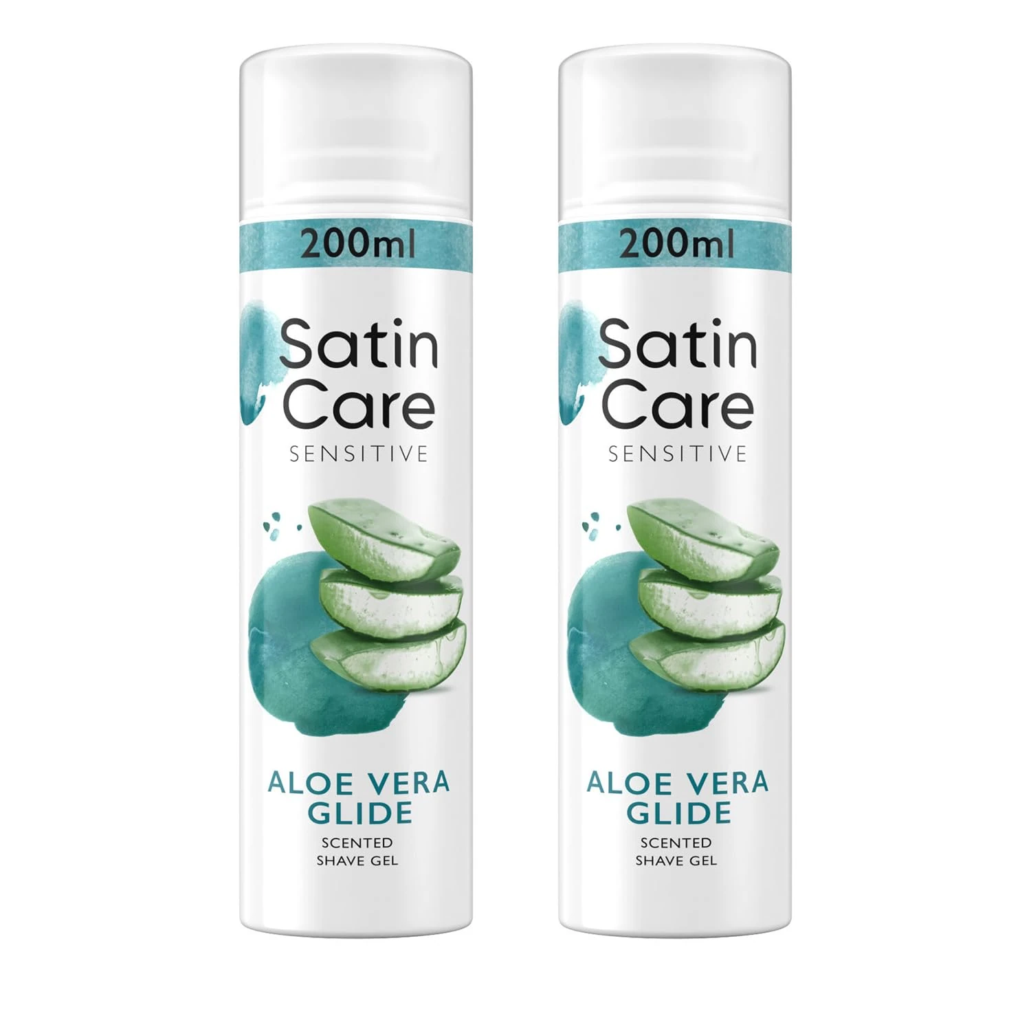 Satin Care Sensitive Aloe Vera Glide Shaving Gel for Women, 2 x 200ml Twin Pack – Moisturising Shave Gel for Smooth, Irritation-Free Shave on Legs & Body
