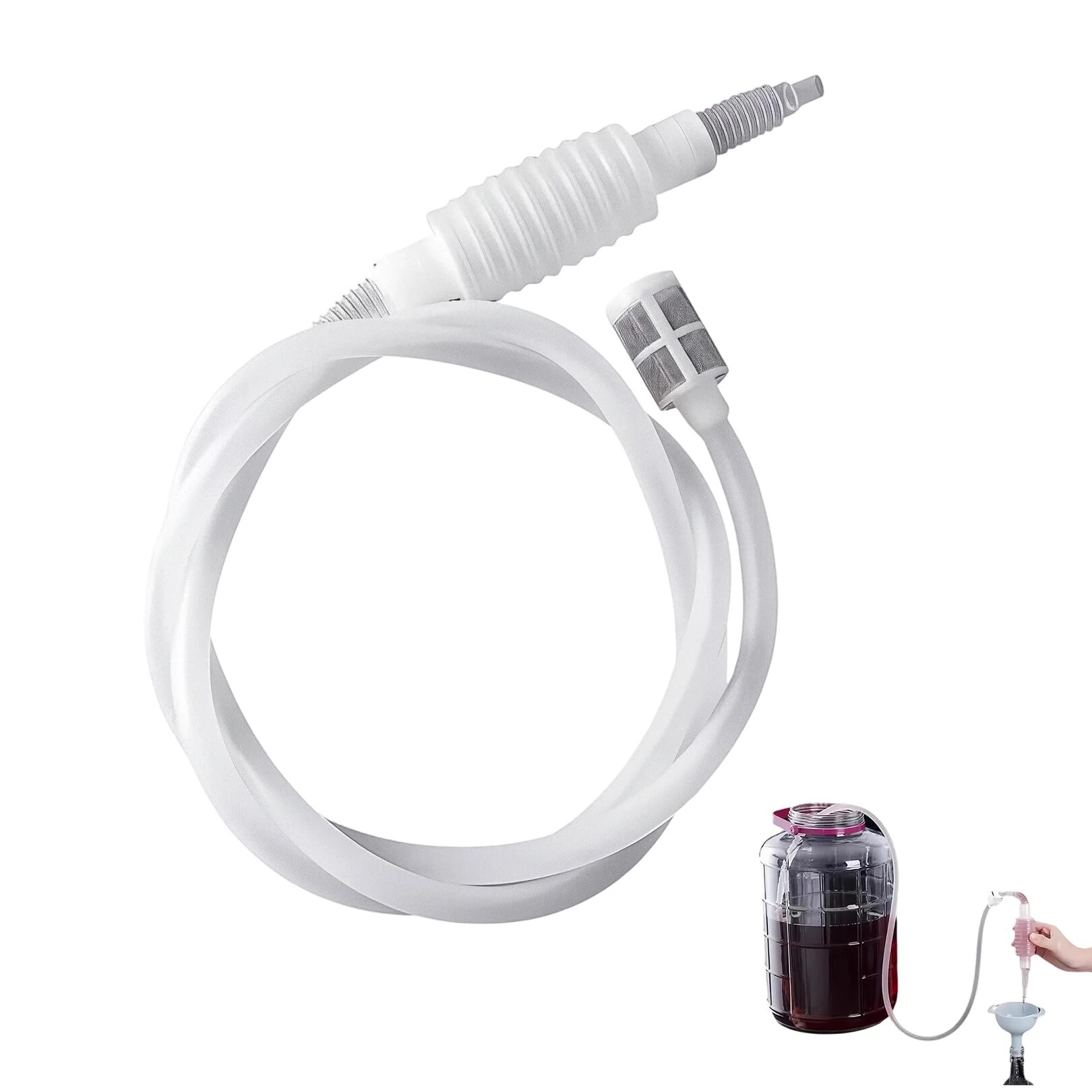 Syphon Pump,Wine Making Equipment Tool Reusable Soft Tube Beer Home Brewing Kits Brew Manual Siphon Filter Pipe Hose,for Home DIY Homebrew Mead Cider Fruit Juice Bottling Container Baster Electric