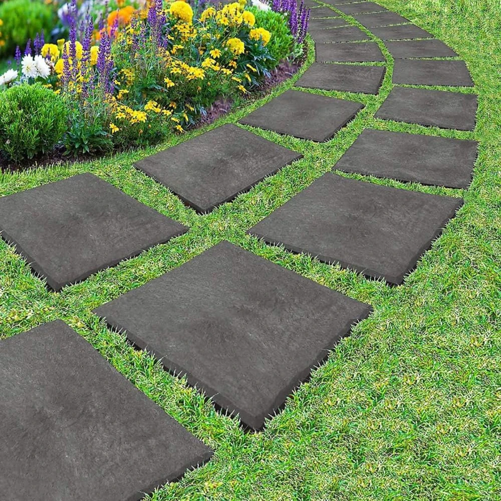 Garden Mile 8pc Paving Slab Set 30 x 30cm - Non Slip Garden Floor Tiles - Hard Wearing Stomp Stone Lawn Paving Patio Slabs - Lightweight Easy Installation Plastic Flooring Slabs (Pack Of Eight)