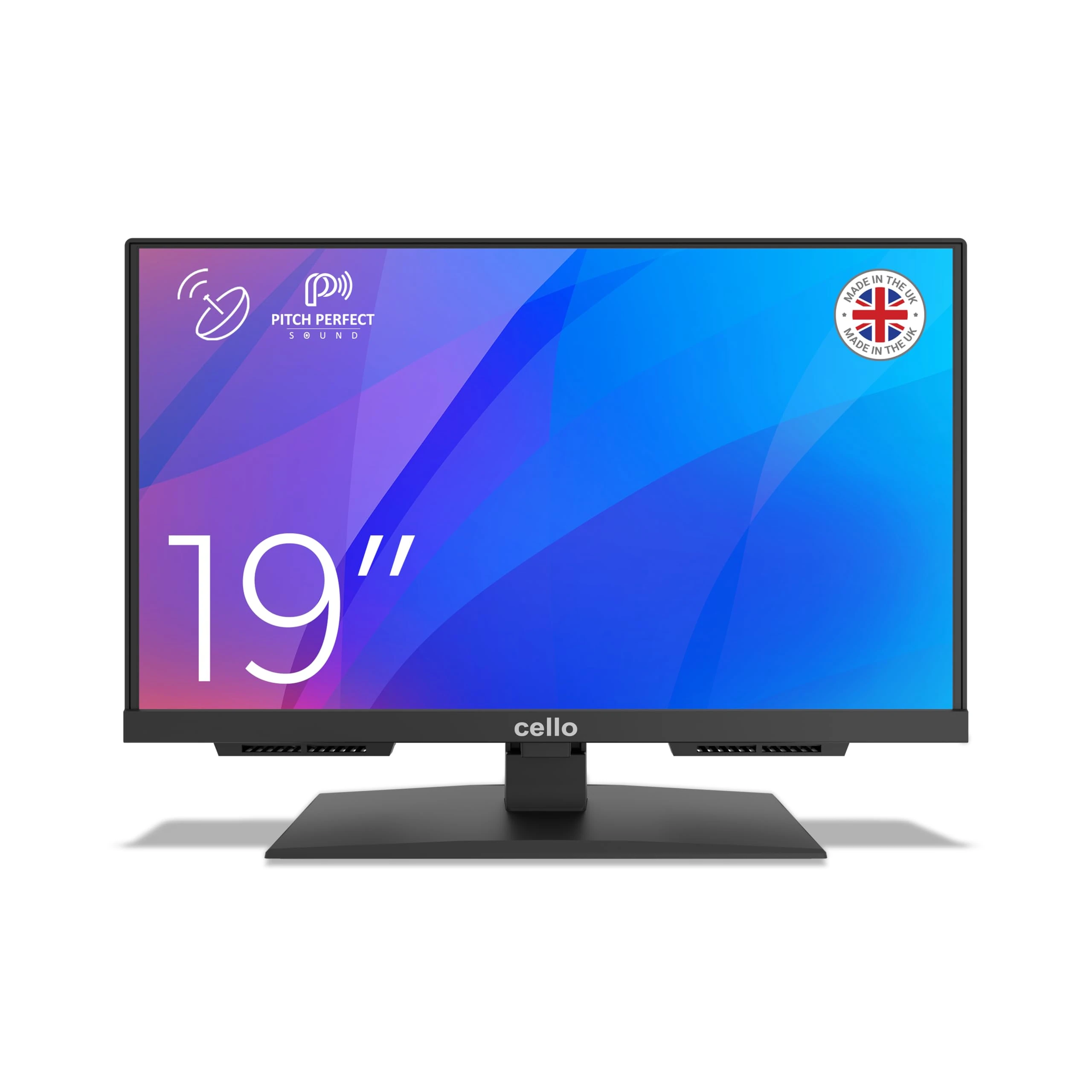 Cello C1924SH-12V 12 volt 19" Full HD LED Frameless TV Made in UK - Freeview HD, Built-in Satellite Receive, HDMI, USB Recording & Pitch Perfect Sound – Ideal for caravans and motorhomes