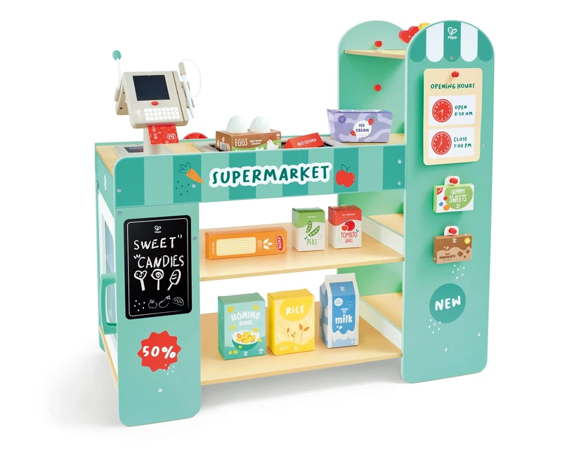Hape Smart and Wooden Supermarket | Toy Set for Creative Play | 3+ Years