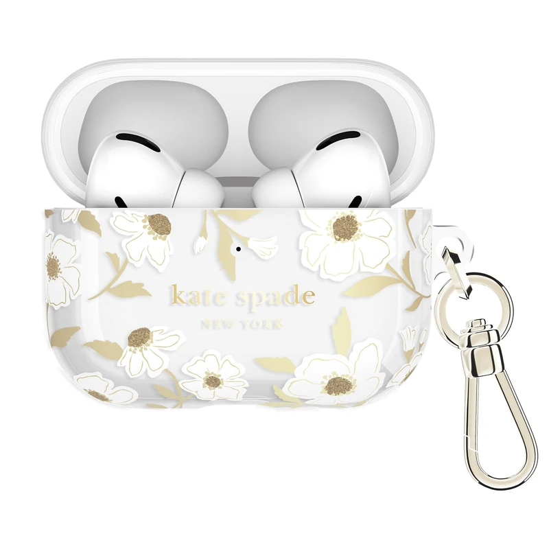 Kate Spade New York AirPods Pro 3 Protective Case with Keychain Ring Clip - Sunshine Floral, Compatible with AirPods 3rd Generation