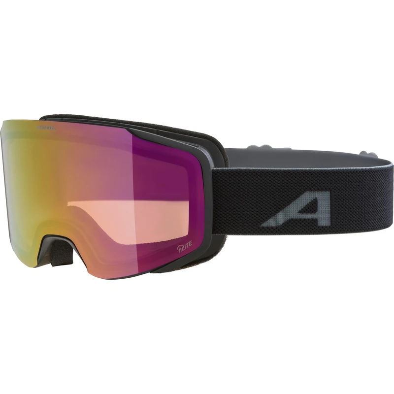 ALPINA TAOS Q-LITE – mirrored, contrast-enhancing ski goggles with 100% UV protection, for adults - black matt - M