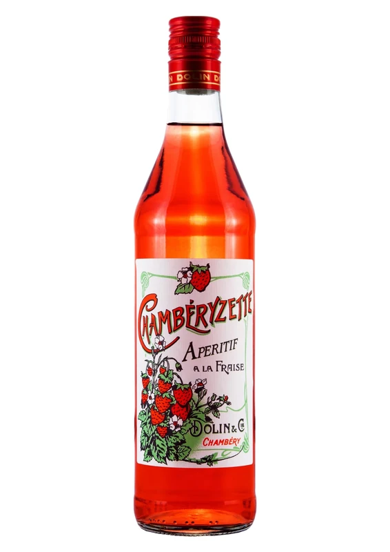 DOLIN CHAMBERYZETTE Apéritif Vermouth and Wild Strawberry Liqueur Fraise, 16% vol, 75cl (Pack of 6)