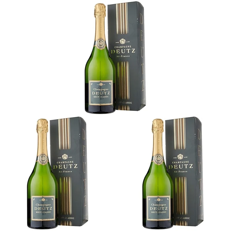 Deutz Brut Classic Champagne Non Vintage with Gift Pack, 75 cl (Pack of 3)