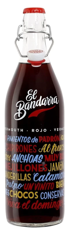 El Bandarra Rojo - Red Vermouth from Barcelona - Made of Macabeu Grapes, Bittersweet Aperitivo,Serve with Ice or as Part of a Cocktail, 1 Litre Bottle, 15% ABV (Pack of 6)