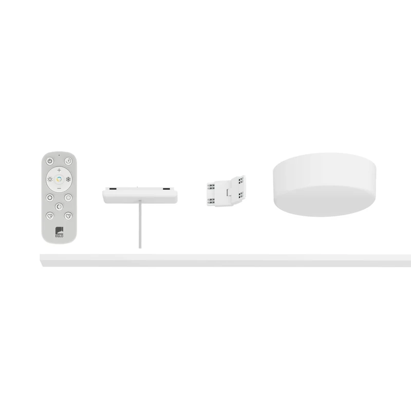 Eglo Low Voltage Track Plus System, Expandable Set with Remote, Starter Rail for Wall and Ceiling, White Plastic, 95 cm Long