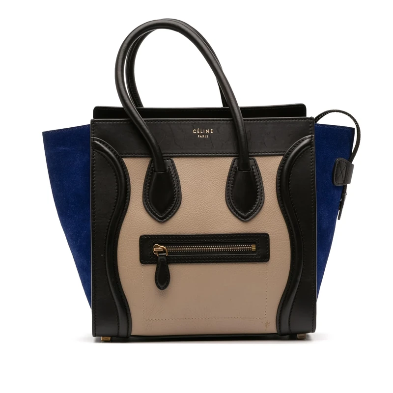 Celine Pre-Loved Micro Tricolor Leather Luggage Tote