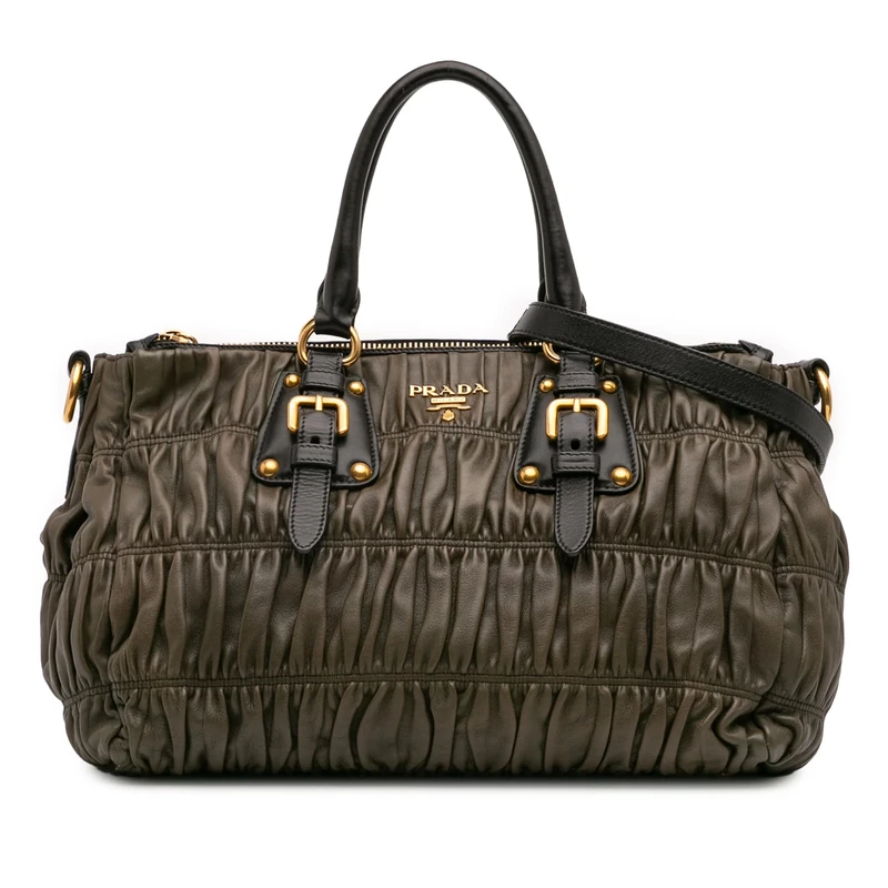 Prada Pre-Loved Bicolor Nappa Gaufre Double Zip Satchel