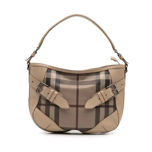 BURBERRY Pre-Loved Smoke Check Coated Canvas And Leather Satchel Handbag