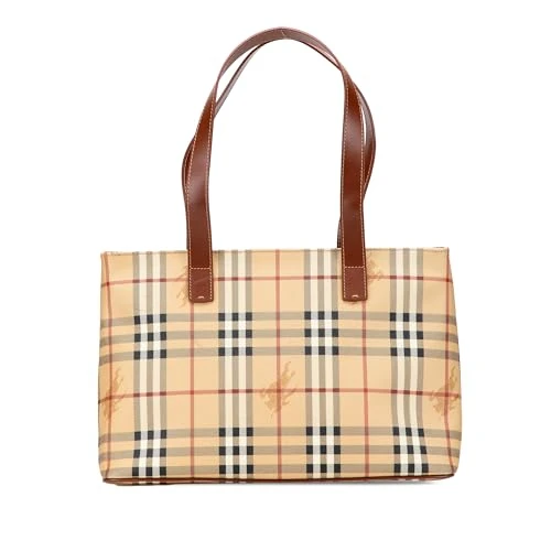 BURBERRY Pre-Loved Haymarket Check Coated Canvas Tote