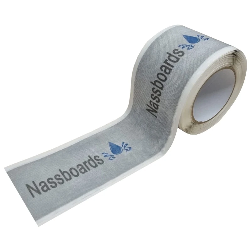 Nassboards Waterproof Tanking Tape - Aqua Elastic Self Adhesive Butyl Joining Permanent Strong Sealing Tape for Waterproofing Bathrooms, Shower Wet Rooms, for Use Outdoors Indoors (50m)
