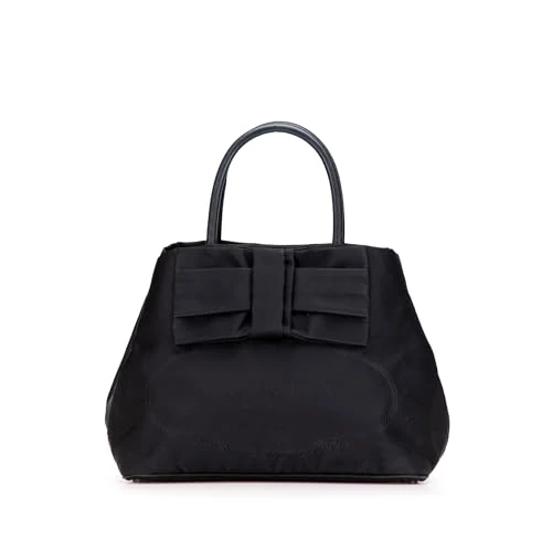 Prada Pre-Loved Tessuto Canapa Logo Bow Satchel Handbag