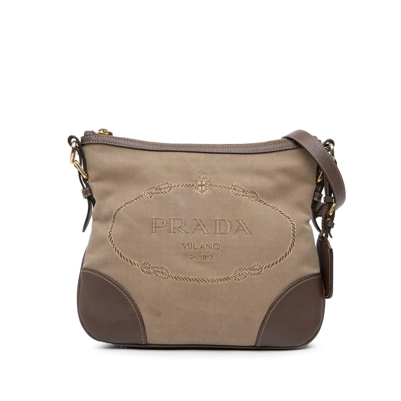 Prada Pre-Loved Canvas Canapa Logo Crossbody Bag