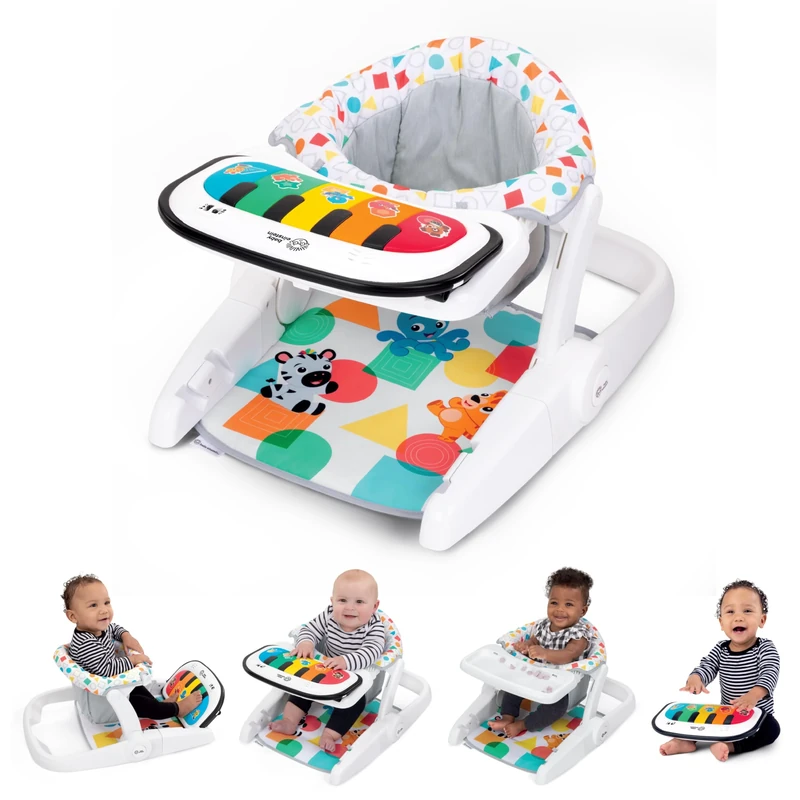 Baby Einstein 4-in-1 Kickin' Tunes Learn-to-Sit Music & Language Floor Seat, with 2 Positions and Detachable Kick Piano, Ages 4 Months and Up