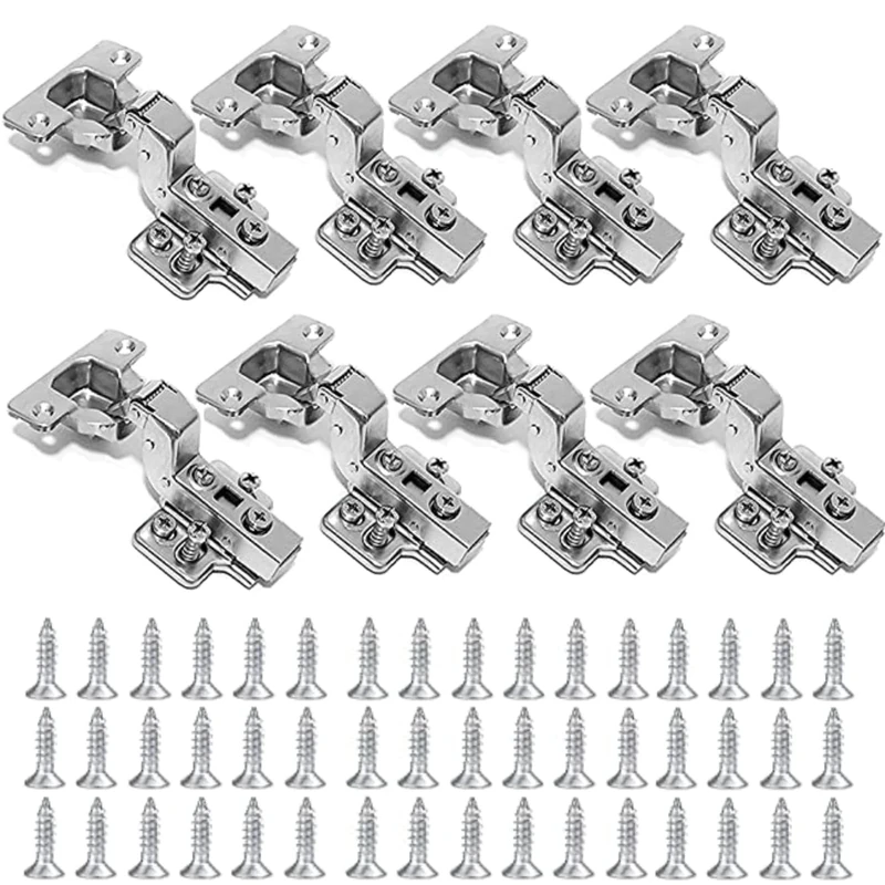 8 Pcs Inset Soft Close Kitchen Cupboard Hinges - Cabinet Hinges for Cupboard Doors & Wardrobe Doors (35mm)