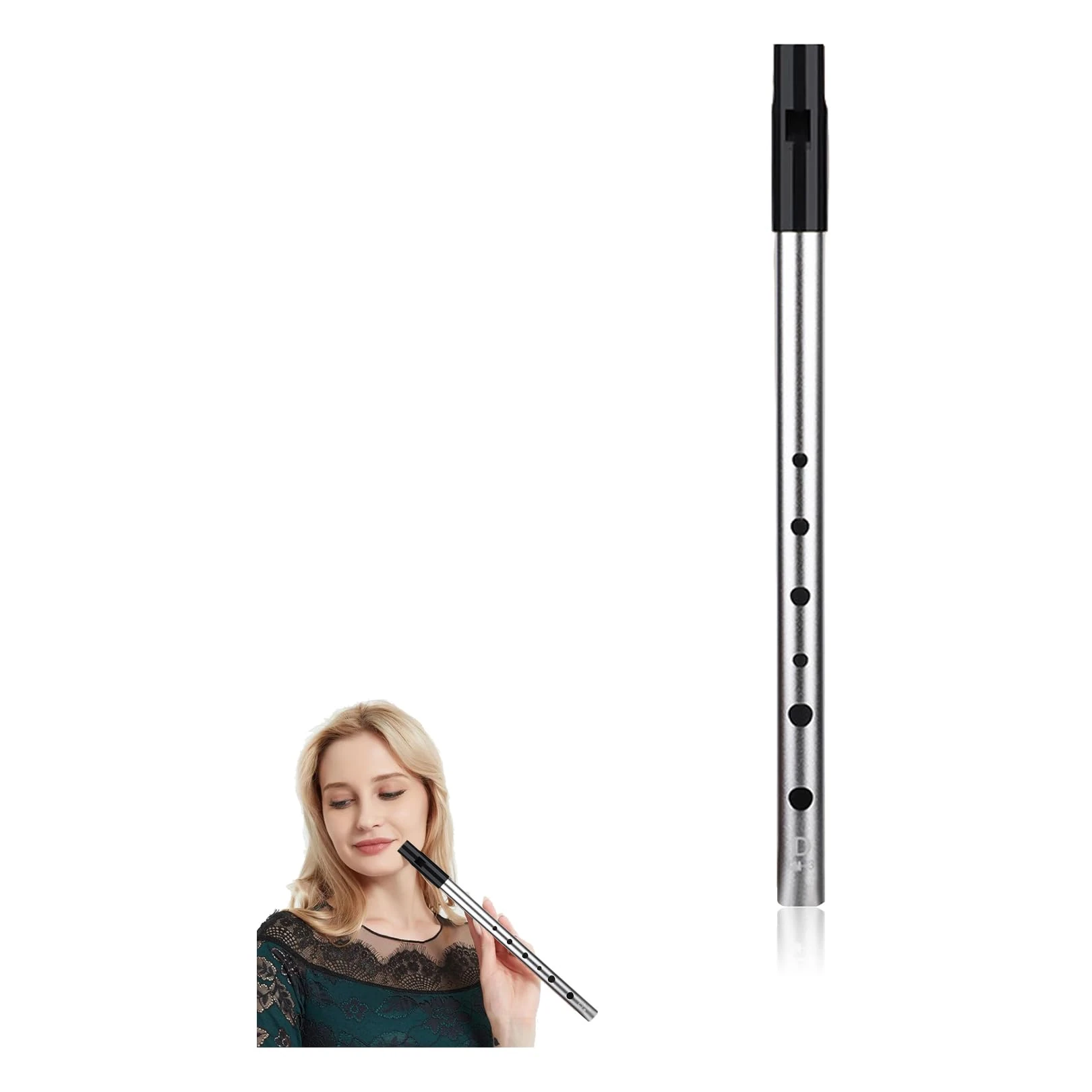 Tin Whistle,Penny Whistles,Irish Tin Whistle D,Premium Six-Hole Penny Slide Whistles,for Beginners Intermediate and Expert Band Performances (Silver)