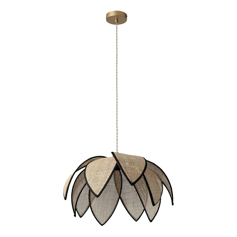OSRAM Decor Rattan Lotus Pendant Light 480mm E27 Brown, Rattan, Metal, Natural, for Living Room and Bedroom - Image 1