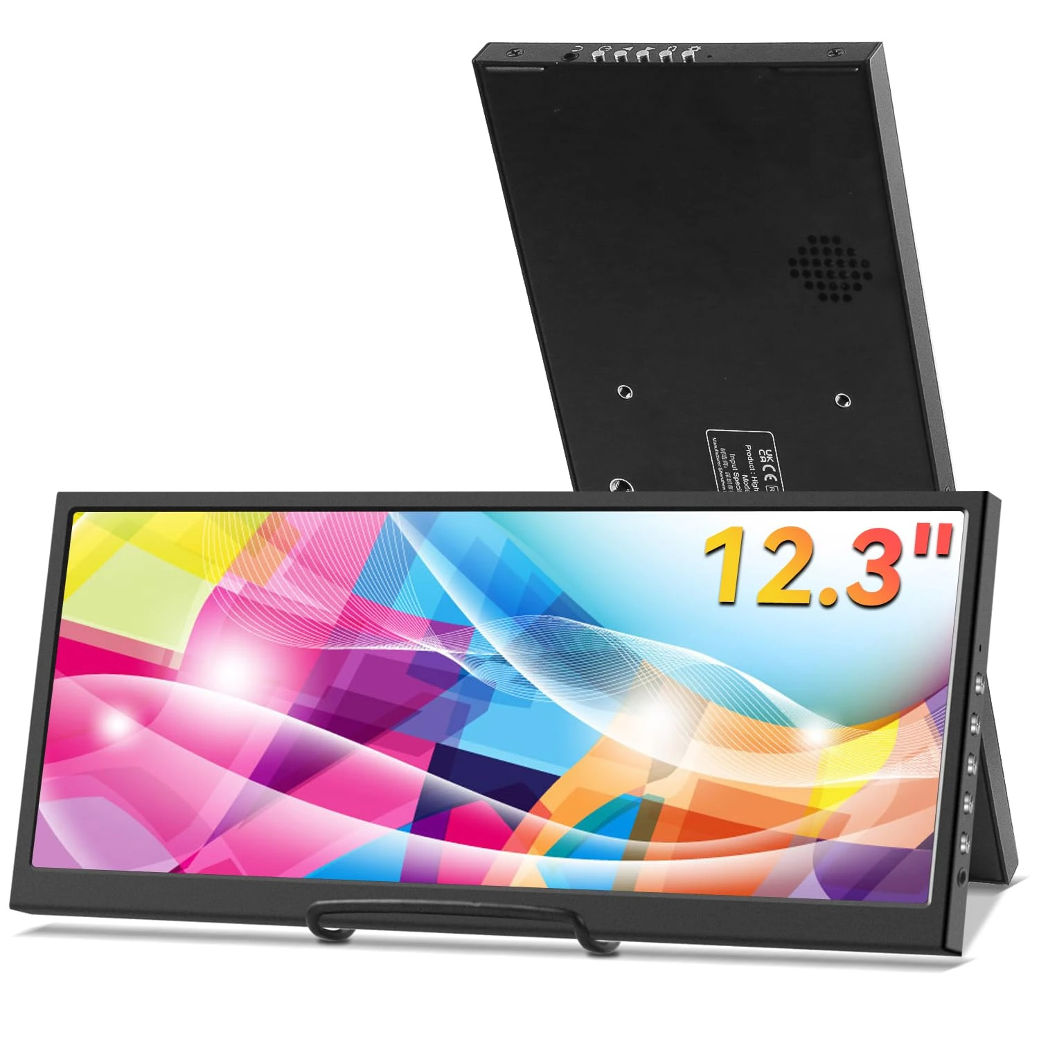 12.3 Inch Secondary Monitor, IPS Stretched Bar LCD Travel Display 1920 * 720 HDMI USBC, Mini Portable Monitor Metal Material for Laptop Computer Windows Aida64 GPU CPU RAM Monitoring,Built-in Speaker