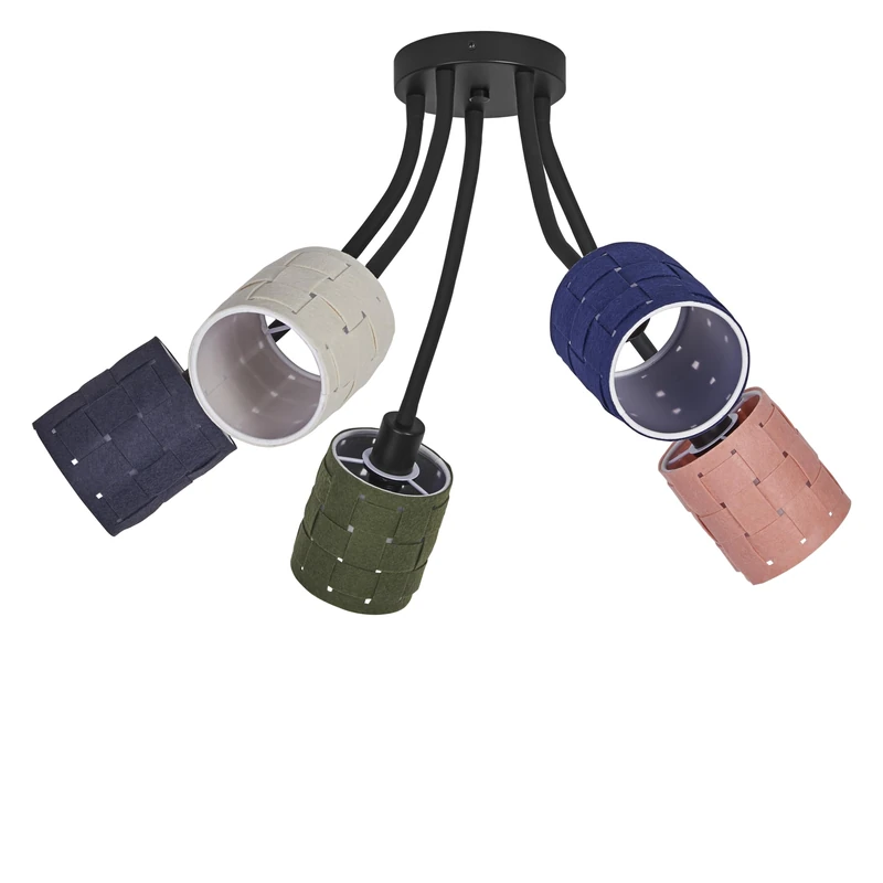 OSRAM 5-Flame Decor Felt Weaving Cans Felt and Metal Ceiling luminaire, E14, 630mm Length, Warm Lighting Thanks to Woven lampshade, Sustainable Due to Replaceable Light Source, Simple Installation - Image 1