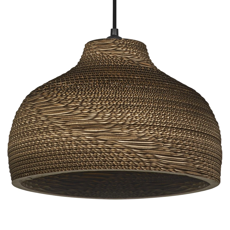 OSRAM Brown Decor Cardboard Hat Pendant luminaire, Corrugated Board, Lightweight, E27, 360 mm Diameter, Recycled Material lampshade, Sustainable Due to Replaceable Light Source, Simple Installation