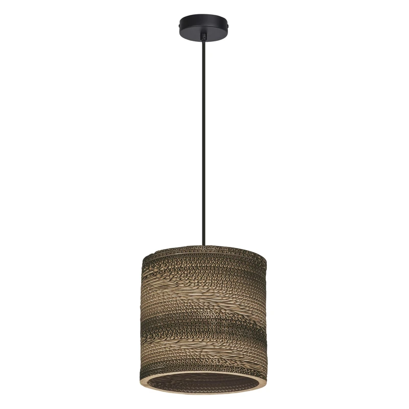 OSRAM Brown Decor Cardboard Cylinder Pendant luminaire, Corrugated Board, E27, 250 mm Diameter, Recycled Material lampshade, Sustainable Thanks to Replaceable Light Source, Simple Installation - Image 1