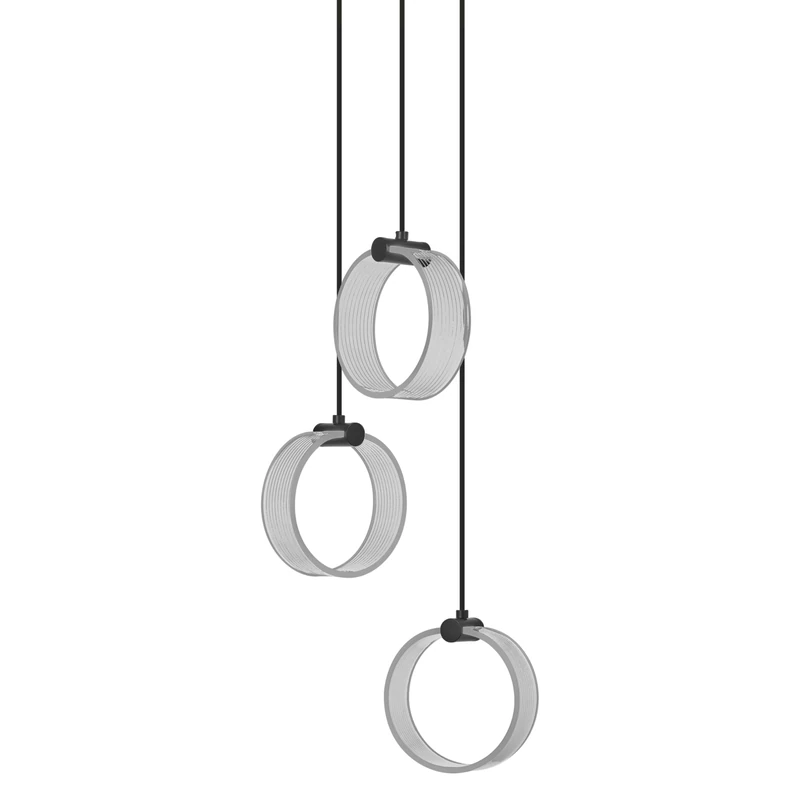 OSRAM Decor Circle Decorative Pendant Light, 3-Bulb, PL, 20W, 1300lm, 3000K/4200K/6500K, Warm White/Cool White/Daylight, Click-CCT Switch, IP20, Plastic, Black, LED not Replaceable