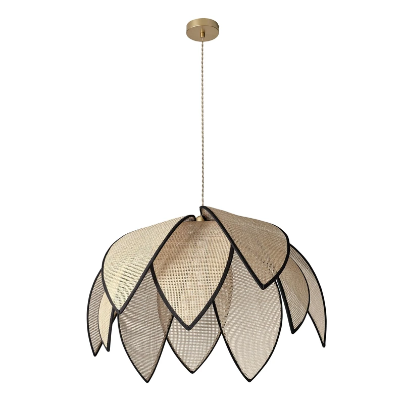OSRAM Decor Rattan Lotus Pendant Light 670mm E27 Brown, Rattan, Metal, Natural, for Living Room and Dining Room