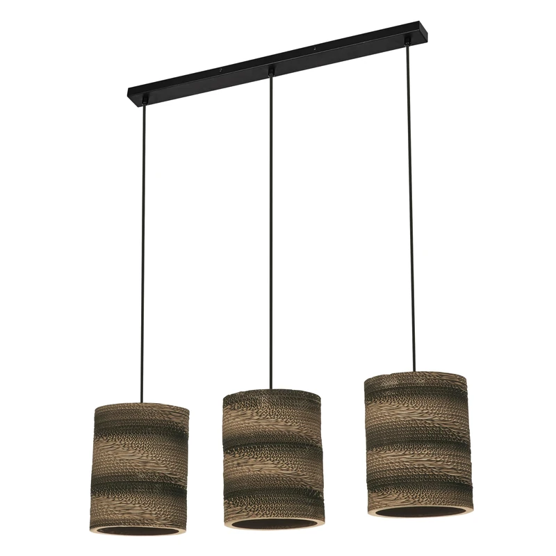 OSRAM Brown 3-Flame Decor Cardboard Cylinder Pendant luminaire, Corrugated Board, E27, 830 mm Length, Recycled Material lampshade, Sustainable Due to Replaceable Light Source, Simple Installation - Image 1