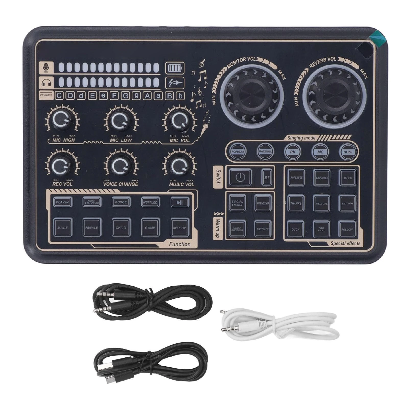 Professional Sound Mixer Sound Board Dual Core Digital Chip Multifunction Portable Mixing Console for Live Streaming Podcasting ABS Material 1200mAh Battery Included