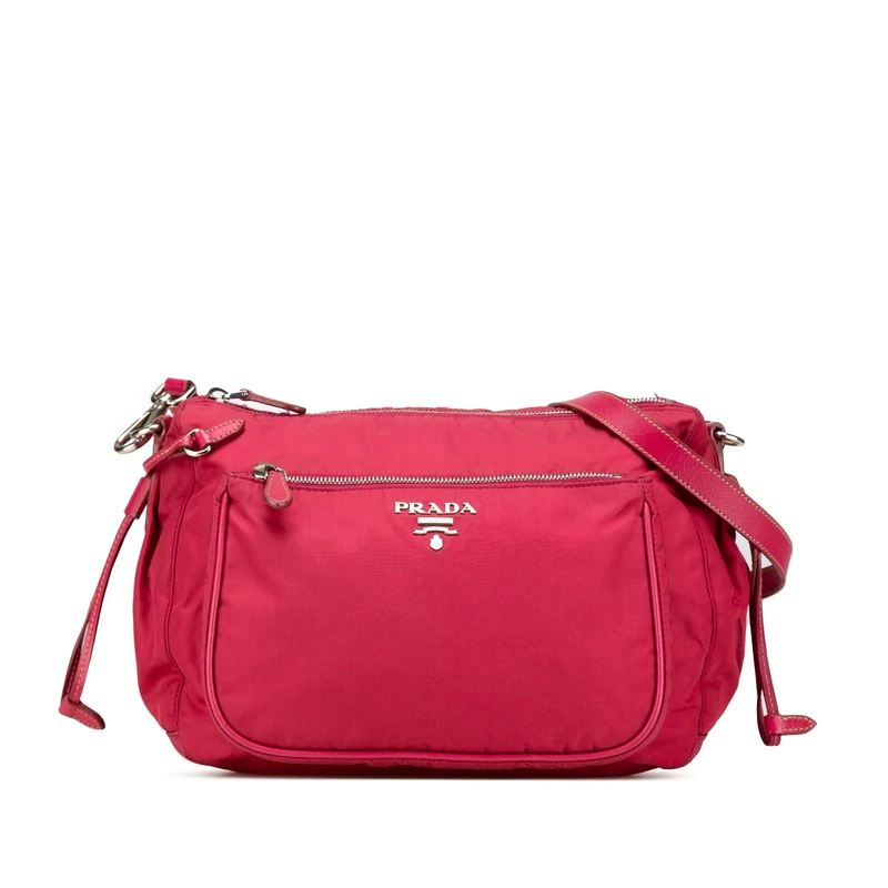 Prada Pre-Loved Saffiano Trimmed Tessuto Zip Top Crossbody