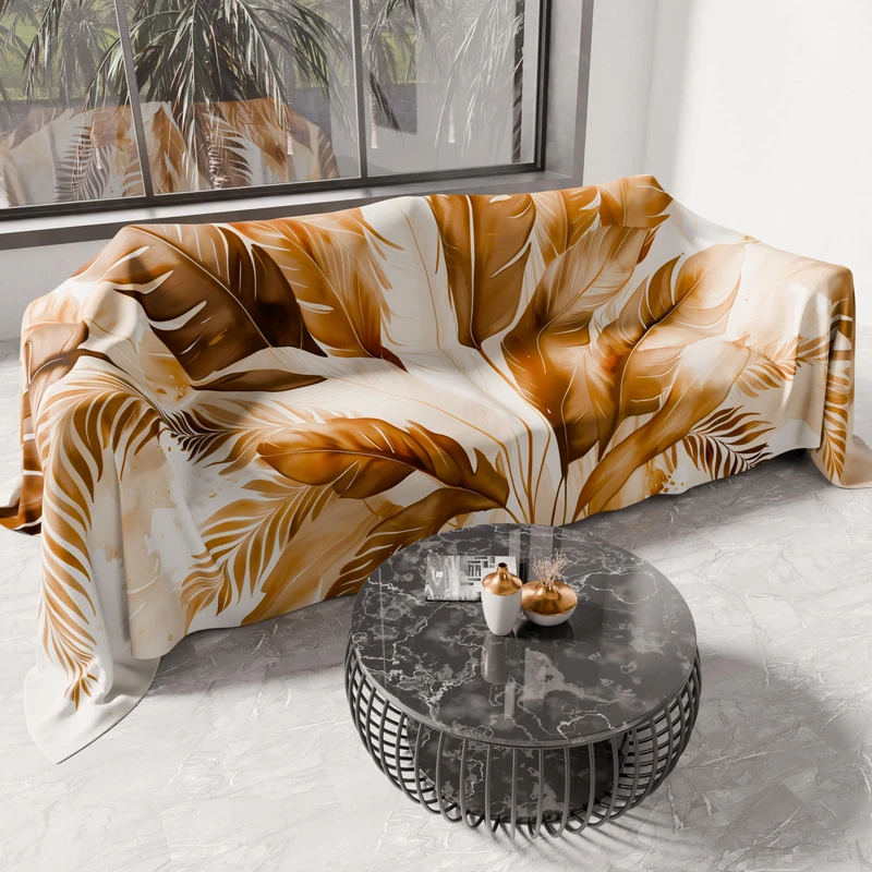 PETTI Artigiani Italia - Microfiber Sofa Cover, 400x270 cm, Palm Tree Pattern | Multipurpose for Sofas, Bedspreads, and Table Covers | Washable Protective Cover