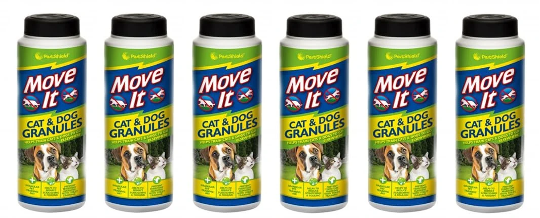 Move It Cat & Dog Garden Repellent Granules, 240g – 100% Natural, Non-Toxic Outdoor Pet Deterrent for Flowerbeds, Lawns, Patios & Driveways – Easy to Sprinkle (6PCS)