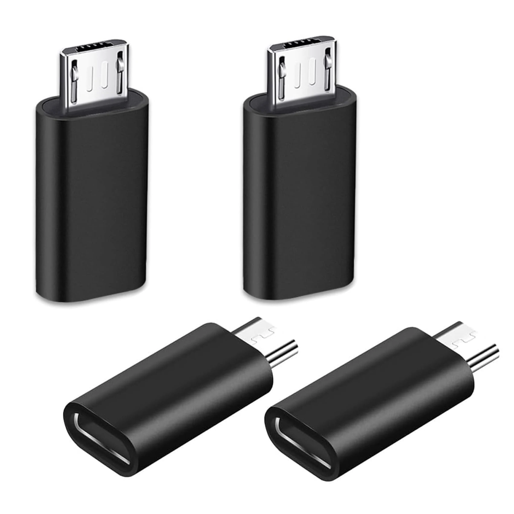 iJiZuo USBC Female to Micro USB Male Adapter 4 Pack, Micro USB to USB C Data Transfer Adapter Compatible with Galaxy S7/S7 Edge, Nexus 5/6 and Micro USB Devices-Black